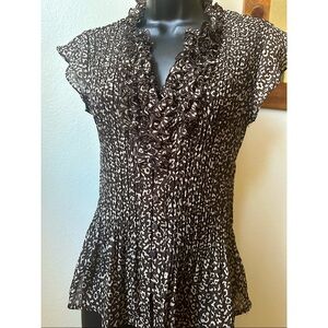 Vintage Ruffled Giraffe Print Top